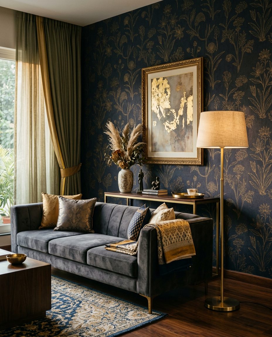 Designer living room interior by Metro Interiors in Delhi